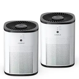 CHIVALZ Luftreiniger mit Aromatherapie für Allergiker, HEPA Filter, 24 dB, Schwarz & Mattweiß, 2er Pack