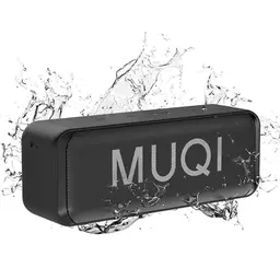 MUQI Bluetooth Lautsprecher - Tragbare Musikbox, Wasserdicht IPX7, 10W Stereo Sound, 24 Std. Spielzeit, Schwarz