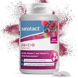 Sanotact Zink+C+D Hochdosierte Lutschtabletten Waldfrucht, 150 Stück