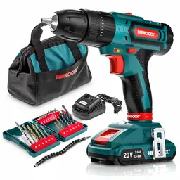 HEROCKX 20 V Akku-Schlagbohrschrauber Set mit 2 Akkus und LED-Licht – ideal für Heimwerker und Garten