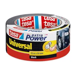tesa extra Power Gewebeband - Ductape zum Reparieren und Befestigen - Schwarz, 25 m x 50 mm