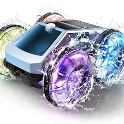 Mostop Amphibisches ferngesteuertes Auto, 4WD-Geländestuntwagen mit 360°-Flips, wasserdicht, 2 Batterien, LED-Licht – Geschenk für Kinder