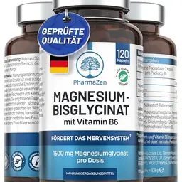 Magnesium Bisglycinat 1500 mg mit Vitamin B6 – 120 vegane Kapseln