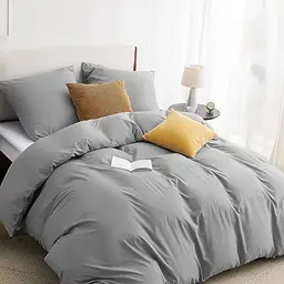 BEDSURE Bettwäsche 135x200 cm - 2-teiliges Set in Grau mit Reißverschluss