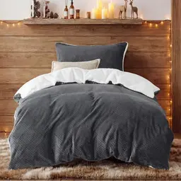 BEDSURE Flauschige Bettwäsche 135x200 Grau - Kuschel-Bettbezug mit Kissenbezug 80x80 cm für Einzelbett