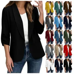 Dajowake Damen Blazer Kurzarm Eleganter Business Blazer Jacke Sommerlich