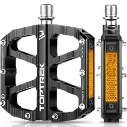 Toptrek Fahrradpedale mit Reflektoren – rutschfest, CNC-Aluminium, ideal für MTB, BMX, E-Bike und Rennrad