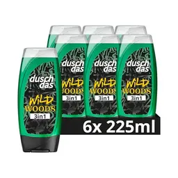 Duschdas 3-in-1 Duschgel & Shampoo Wild Woods, 6x 225 ml für erfrischenden Duft