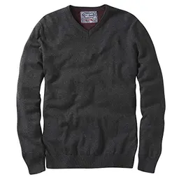 Charles Wilson V-Ausschnitt Baumwollpullover für Herren - Charcoal (M)