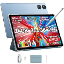 Blackview Tab16Pro 11" Tablet, Android 14, 16GB RAM, 256GB ROM, 4G LTE, 5G, mit Stift und Hülle, 13MP Kamera, 2K Display