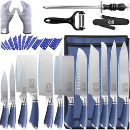 XYJ 12-teiliges Kochmesser Set für Meisterköche mit blauer Tasche