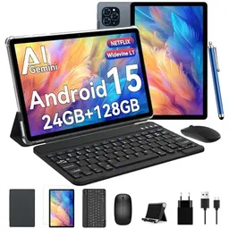 TABWEE Android 15 Tablet mit Tastatur - 24GB RAM, 128GB ROM, 11 Zoll FHD, 8000mAh, 5G WiFi, 13MP Kamera