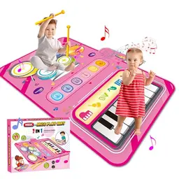 Musikmatte für Kinder ab 1 Jahr – 2 in 1 Klaviermatte mit Trommelstöcken – Geschenkidee für Mädchen und Jungen
