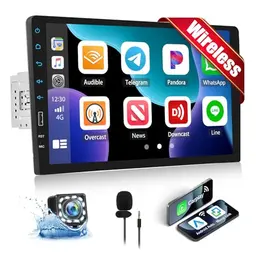 CAMECHO 1-DIN Autoradio mit Wireless Carplay & Android Auto, 9 Zoll Touchscreen, Bluetooth, Rückfahrkamera