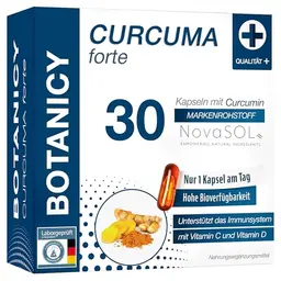 BOTANICY Curcuma forte - 30 Kurkuma Kapseln mit NovaSOL Curcumin und Vitaminen C und D - Hochdosiert, Laborgeprüft in Deutschland
