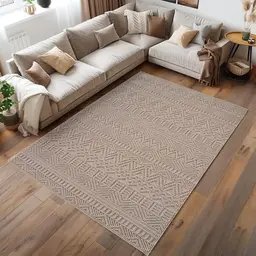 HomebyHome Läufer 60x110 cm, Vintage Design, beige, superweich, pflegeleicht, skandi Stil, moderner Flurteppich für Eingangsbereich, Schlafzimmer, Küche