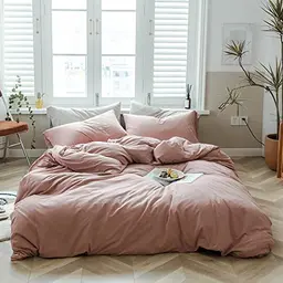 Lanqinglv Wendebettwäsche 155x220cm Rosa, 2-teilig mit Kissenbezug 80x80cm