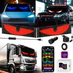 2er LED Augen für LKW und Auto, 37x9 cm, programmierbare flexible Teufelsaugen mit App-Steuerung, Leuchtschild und Muster