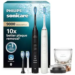 Philips Sonicare DiamondClean 9000 Schallzahnbürste, Doppelpack, schwarz und roségold