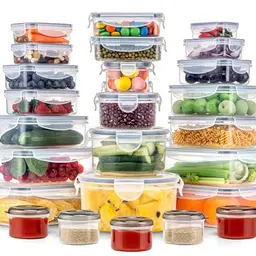 KUMD 50-teiliges Vorratsdosen Set - Mikrowellengeeignet & BPA-frei, inkl. 2x 2,5L & 2x 1,5L Boxen
