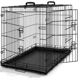 TRESKO Faltbarer Hundekäfig mit 2 Türen | Transportbox für Auto (L 122 x B 74,5 x H 80,5 cm)