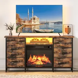 YITAHOME Elektrokamin mit Heizung und TV Schrank, Multifunktionales Lowboard mit LED 3D-Flammeneffekt und 6 Schubladen