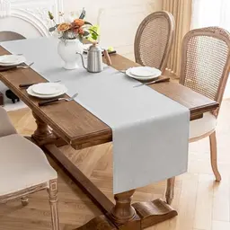 AooHome Tischläufer Hellgrau 40x180cm, Wasserabweisend, Kratzfest, Leinen-Optik für Esszimmer, Hochzeiten, Partys & Weihnachten