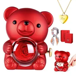 GOICC Ewige Rosen Bär - Geschenk für Frauen mit Halskette zur Ewigen Rose für Muttertag und Valentinstag