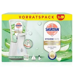 Sagrotan No-Touch Seifenspender Weiß mit 2 Nachfüllern Aloe Vera
