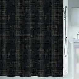 Spirella Duschvorhang 'Georges' 180x200 cm, Anti-Bakteriell, wasserdicht, Schwarz-Gold