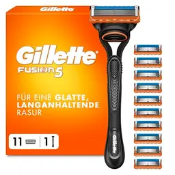 Gillette Fusion5 Rasierer Herren mit 11 Ersatzklingen – Für eine gründliche, sanfte Rasur, schwarz