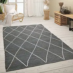 Paco Home Jute Teppich 160x230 cm Modernes 3D Muster Anthrazit