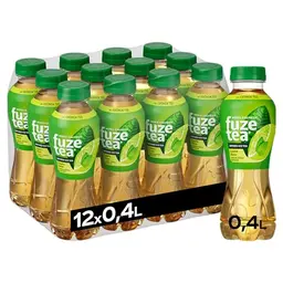 Fuze Tea Grüner Tee Limette Minze - erfrischender kalorienarmer Tee in Einwegflaschen (12 x 400 ml)