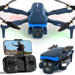 Faltbare Drohne mit 2 Kameras 1080P HD für Anfänger, FPV Übertragung, 90° verstellbar, blaues LED-Licht