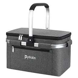22L Kühlkorb Einkaufskorb mit Kühlfunktion, faltbar, mit Deckel, Thermokorb, Isoliertasche, für Reisen, Picknick und Einkaufen