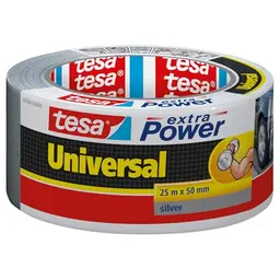 tesa extra Power Universal Gewebeband - 25m x 50mm, grau, zum Reparieren, Befestigen und Abdichten