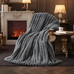 Lanqinglv Flauschige Kuscheldecke Grau, Weiche Winterdecke für Bett und Couch, 130x150 cm