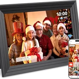 Digitaler Bilderrahmen WLAN 10,1 Zoll - 32GB, HD Touchscreen, Automatische Rotation, Fotos/Videos per App, Schwarz