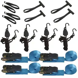 Kajak-Ratschen-Spanngurte – 4 Stück, 3,6 m, 453,6 kg Bruchfestigkeit – zum Bewegen von Ladung, Geräten, Rasengeräten, Motorrad, Kajak