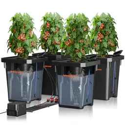 Spider Farmer DWC Hydrokultur-System mit 27L, Dreieckige Abdeckung, Umwälzendes Drip Garden System, 12W Luftpumpe, 4 Eimer