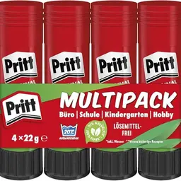 Pritt Klebestift – kinderfreundlicher Kleber für Schule & Büro, 4x22g
