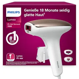 Philips Lumea IPL 7000 Series Haarentfernung für bis zu 18 Monate, 2 Aufsätze für Körper & Gesicht, Alternative zur Laser-Haarentfernung
