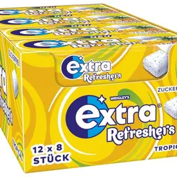 Extra Refreshers Kaugummi zuckerfrei, Tropical, Großpackung mit 96 Dragees