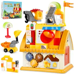 BABECTOY Bausteine Set für Kinder ab 3 Jahren, 82 Teile, inkl. Aufkleber und Anleitung, ideales Spielzeug für Jungen und Mädchen