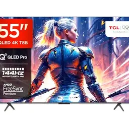 TCL 55T8B 55-Zoll QLED Gaming Fernseher, 4K UHD, Google TV mit Dolby Vision und Alexa-Kompatibilität