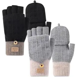 Smivyhp 2 Paar fingerlose Handschuhe für Damen - weiche Touchscreen-Handschuhe für Winter-Aktivitäten