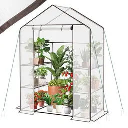 Sekey Gewächshaus 200x145x75 cm, wetterfestes Balkon-Gewächshaus mit 4 Regalböden, weiß, XL