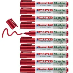 Edding 21 Ecoline Permanentmarker - rot - 10 Stifte - Universalmarker