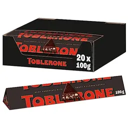 Toblerone Dunkel 20 x 100g - Schweizer Schokolade mit Honig- und Mandelnougat