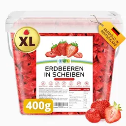 EWL Erdbeeren gefriergetrocknet 400g im bruchsicheren Eimer - vegan und lecker